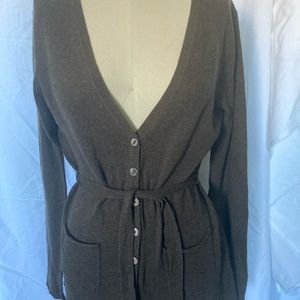Lovely chocolate brown cardigan belted 100% cashmere